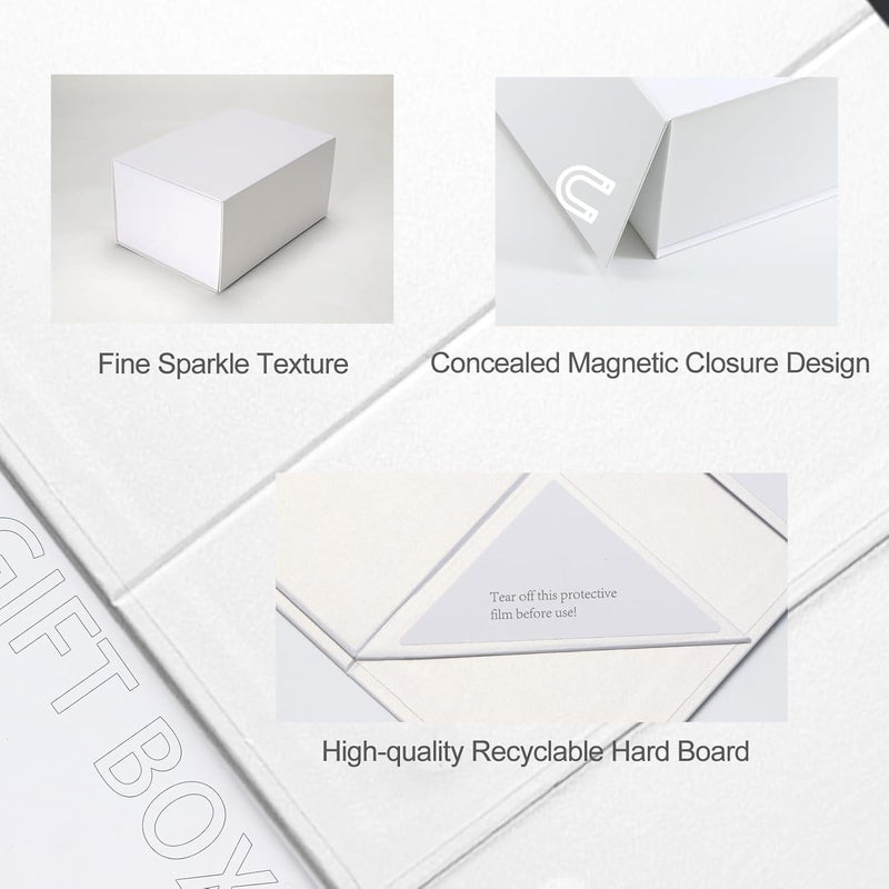 Ditwis 4 Pack 10x7x5 Inches Gift Boxes with Magnetic Closure Lids, White Magnetic Box for Wedding, Groomsmen Bridesmaid Proposal, Birthdays, Mother's Day - Image 4